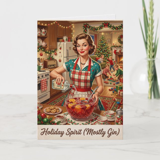 Carte vintage Esprit de Fête surtout Gin (Devant)