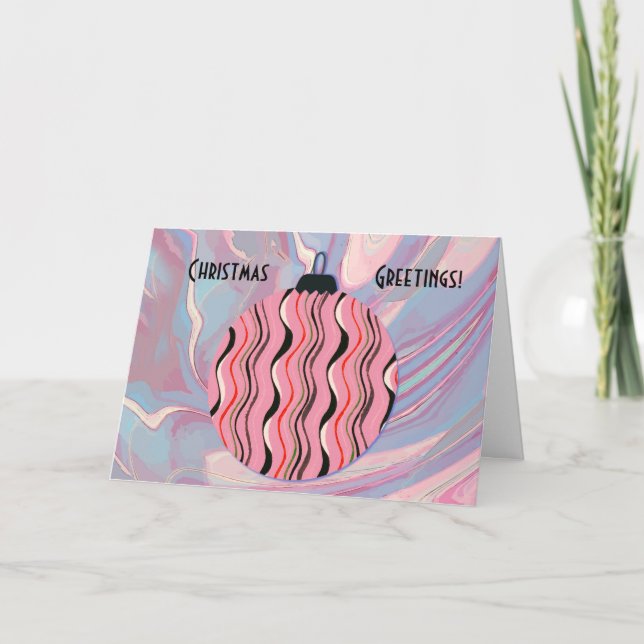 Carte Vintage et Abstraite de Noël rose (Devant)