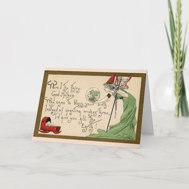 Carte Vintage - Fairy Godmère Blesses New Baby, (Devant)