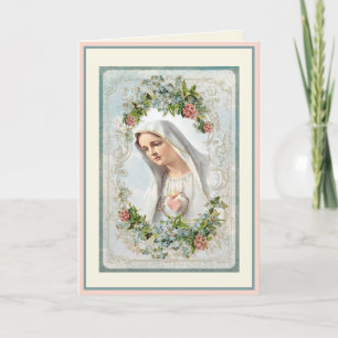 Carte Vintage Fatima Vierge Marie Fête des Mères catholi