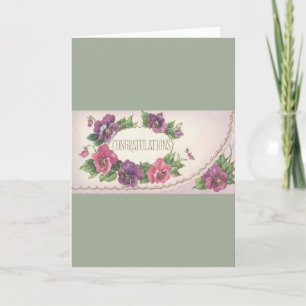 Carte Vintage Félicitations Pansy