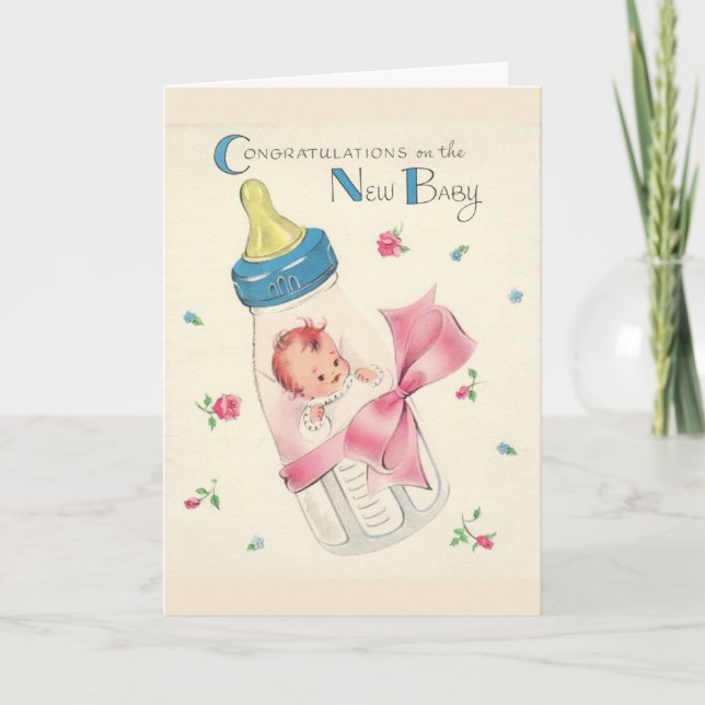 Carte Vintage - Félicitations pour le nouveau bébé, (Devant)