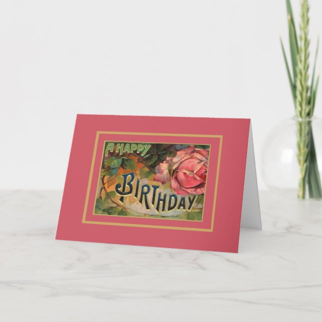 Carte Vintage Félicitations pour un Joyeux Anniver (Devant)