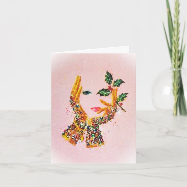 Carte Vintage Femme branchée Holly 'Tis the Season (Devant)