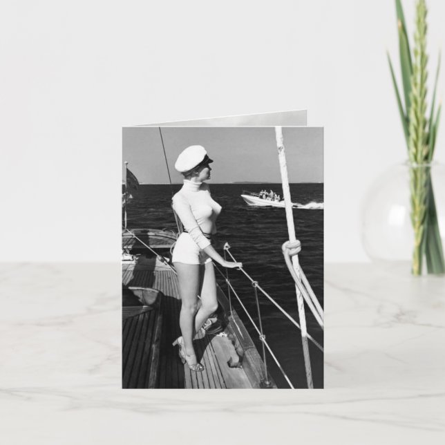 Carte vintage "Femme en mer" (Devant)