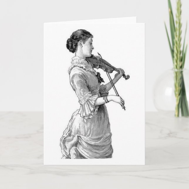 Carte Vintage - Femme jouant au violon, (Devant)
