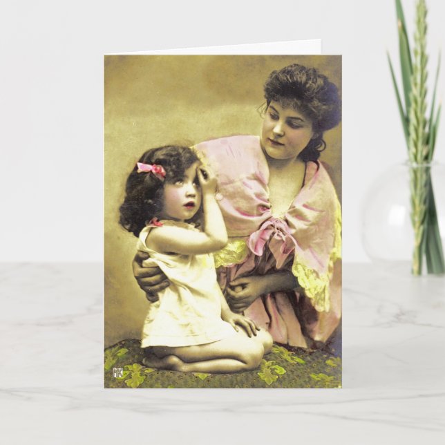 Carte vintage Fille et mère (Devant)