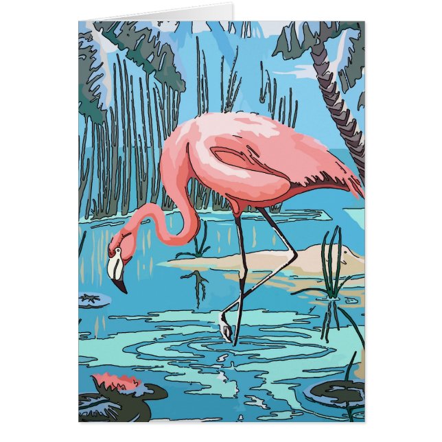 Carte Vintage Flamant rose, modification du texte (Devant)