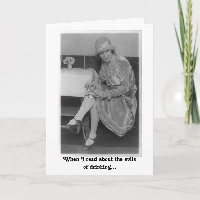 Carte Vintage Flapper - Les Maux de la boisson, (Devant)
