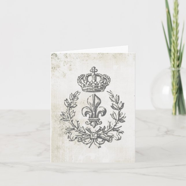 Carte Vintage Fleur de Lis and Crown-notecard (Devant)