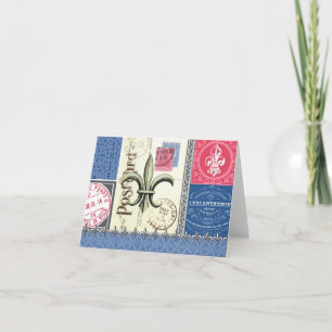 Carte Vintage-Fleur de Lis postage-notecard