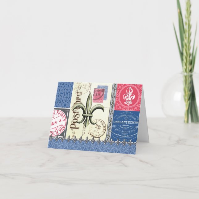 Carte Vintage-Fleur de Lis postage-notecard (Devant)