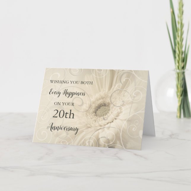 Carte vintage Floral 20e anniversaire Mariage (Devant)