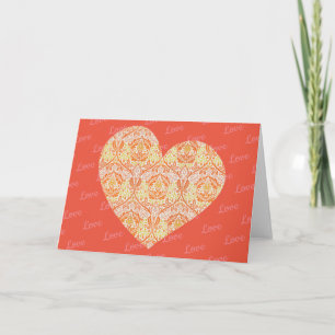 Carte Vintage Floral Heart Love Baroque Art Note Card