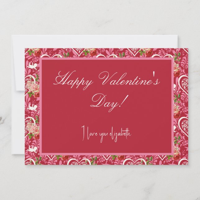 Carte vintage Floral Heart Valentine's Day Card (Devant)