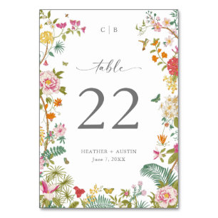 Carte vintage Floral Mariage Table Card