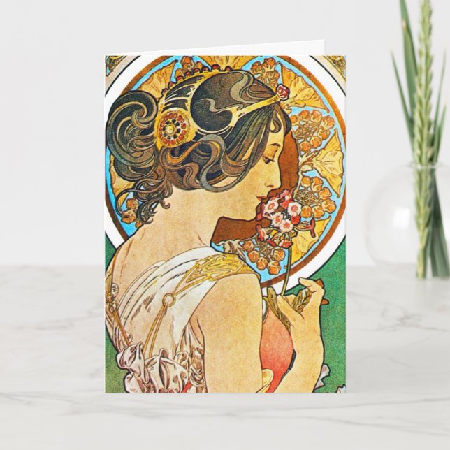 Carte Vintage Floral Mucha (Devant)