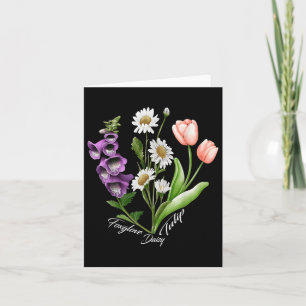 Carte Vintage Floral Plante Foxglove Daisy Tulip Flower