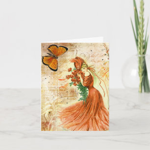 Carte Vintage Floral Victorian Lady Anniversaire