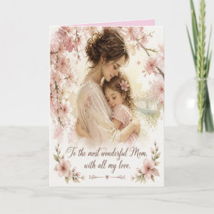 Carte vintage florale de fille à mère
