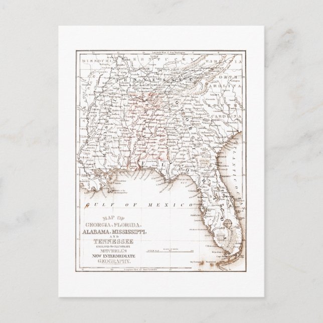 Carte vintage Floride Alabama Géorgie Mississippi (Devant)