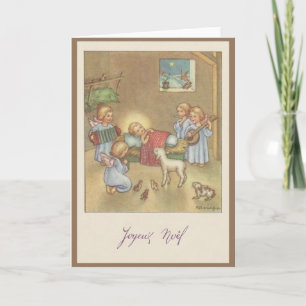 Carte Vintage French Joyeux Noël Christmas Card