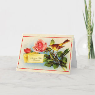 Carte Vintage French Mother Birthday Greeting Card