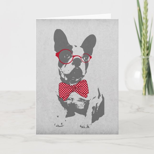 Carte Vintage Funny French Bulldog (Devant)