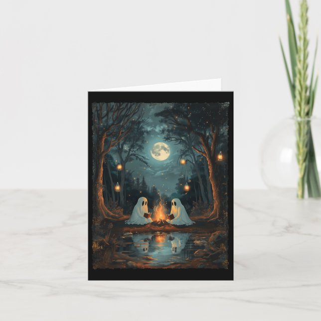 Carte Vintage Ghost Book Lecture Camping Gothic Hallowee (Devant)