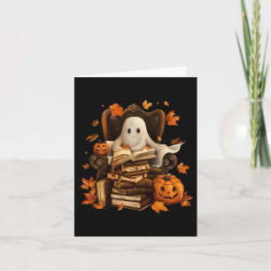 Carte Vintage Ghost Livre Lecture Citrouille Gothic Hall