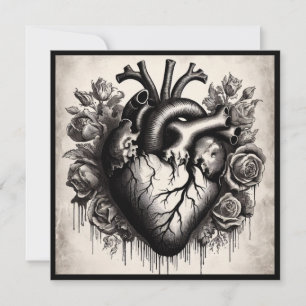 Carte Vintage Goth Heart Saint-Valentin Retro Horreur Go
