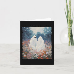 Carte Vintage Gothique Floral Halloween Couple Fantôme D