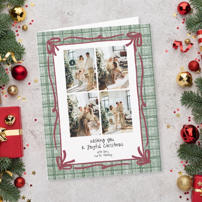 Carte Vintage Green Plaid Christmas Photo Card (Créateur téléchargé)