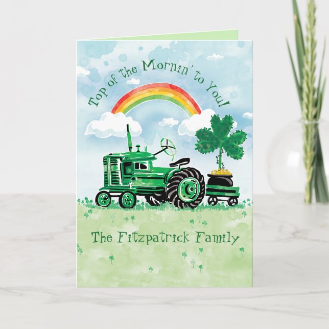 Carte Vintage Green Tractor St. Patrick's Day (Devant)