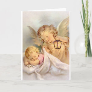 Carte vintage Guardian Angel Et Baby Greeting Card