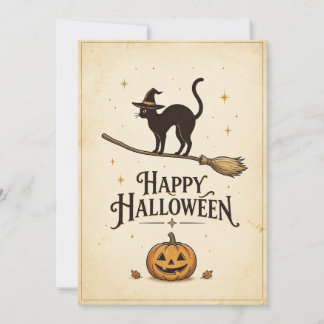 Carte Vintage Halloween Cat