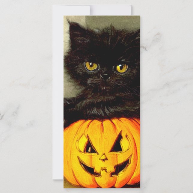 Carte vintage Halloween Cat et Jack-o’ lantern (Devant)