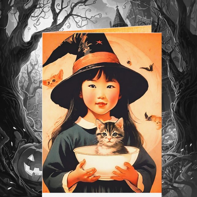 Carte vintage Halloween cutie no6 -citation amusante (Créateur téléchargé)