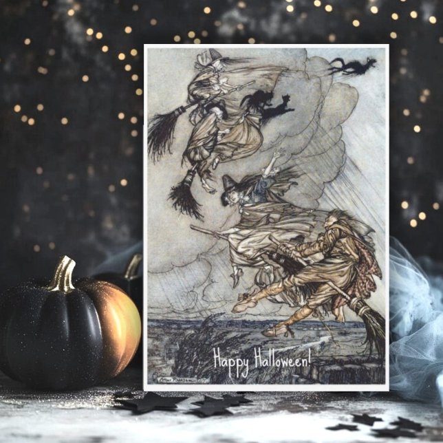 Carte Vintage Halloween Éffrayant Witch Arthur Rackham (Créateur téléchargé)