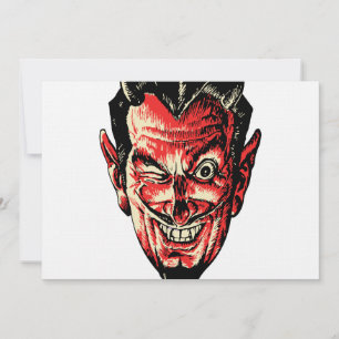 Carte Vintage Halloween Red Devil Head