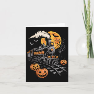 Carte Vintage Halloween Train Jack-o'-lantern Citrouille
