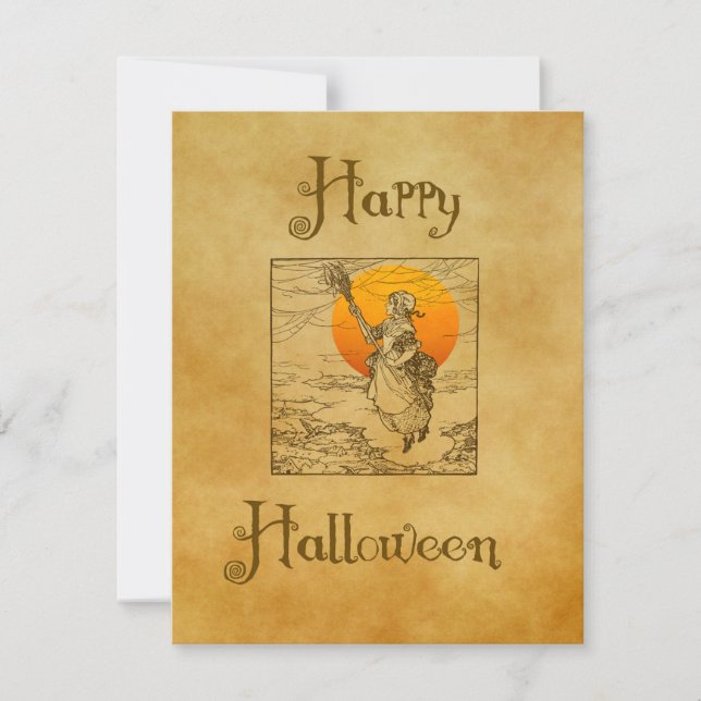 Carte vintage Halloween Witch Holiday (Devant)