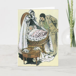 Carte Vintage Happy Fête des pères, Victorian Baby Bassi