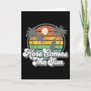 Carte Vintage Here Comes The Sun Plage Surf Rétro 70s