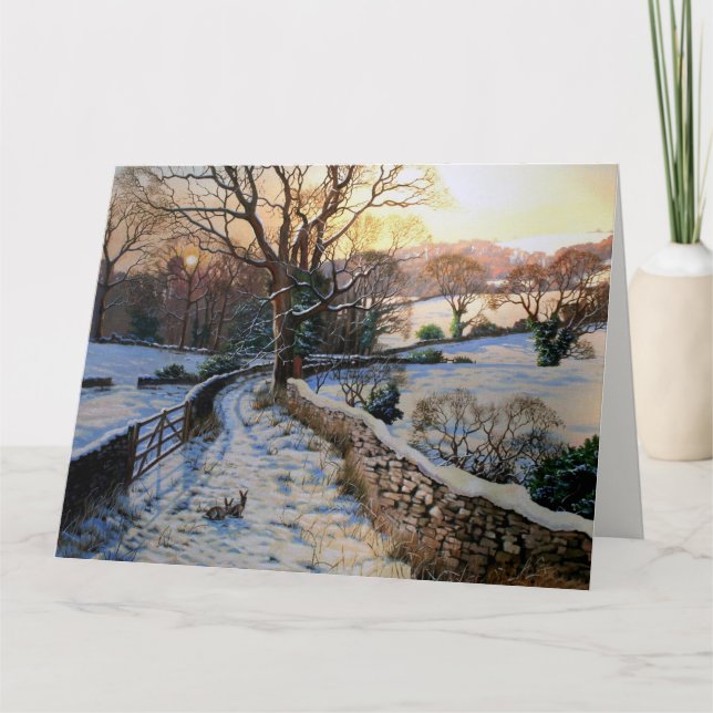 Carte Vintage hiver Noël paysage enneigé (Devant)