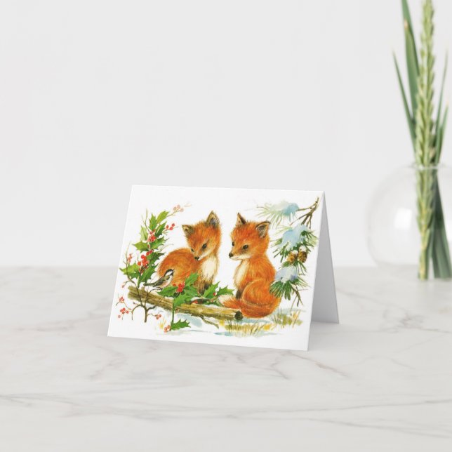 Carte Vintage hiver Renard rouge Toutes les occasions (Devant)