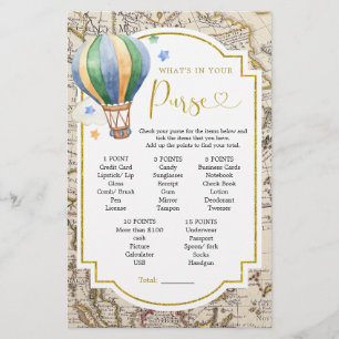 Carte vintage Hot Air Balloon Quoi dans votre sac