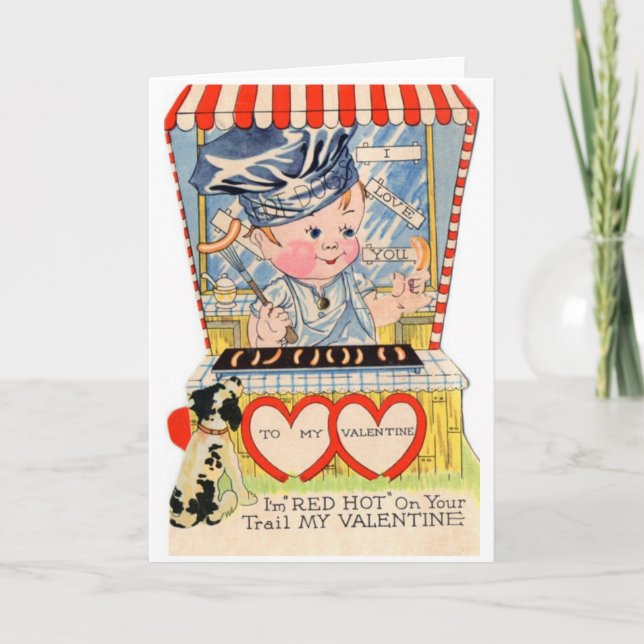 Carte vintage Hot Dog Stand Valentine's Day Card (Devant)