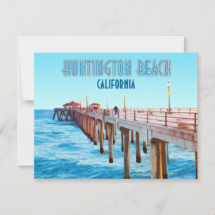 Carte Vintage Huntington Beach Pier California