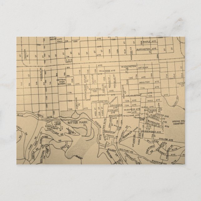 Carte Vintage Huntington, WV (Devant)